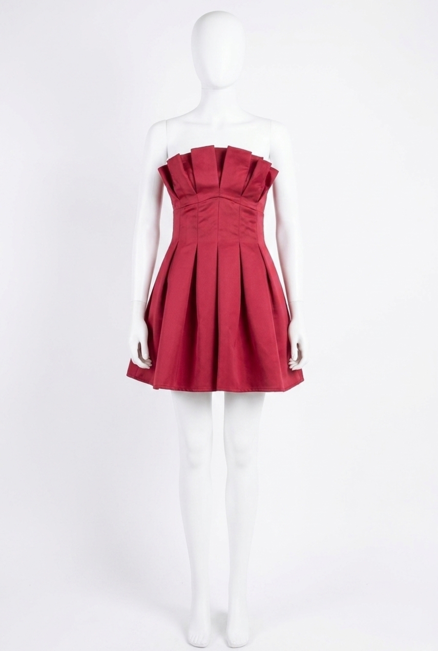 NEW LALAVON pleated fit and flare mini dress in red